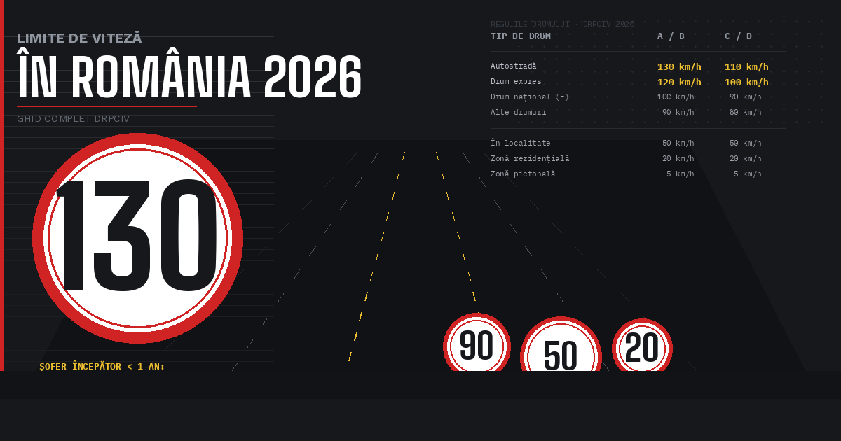 Limite de viteză în România 2026 — tot ce trebuie să știi pentru examenul auto DRPCIV