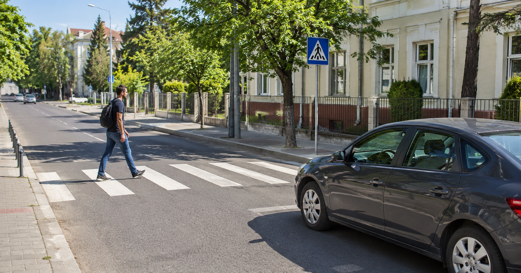 Treceri de pietoni — reguli complete pentru examenul auto DRPCIV 2026