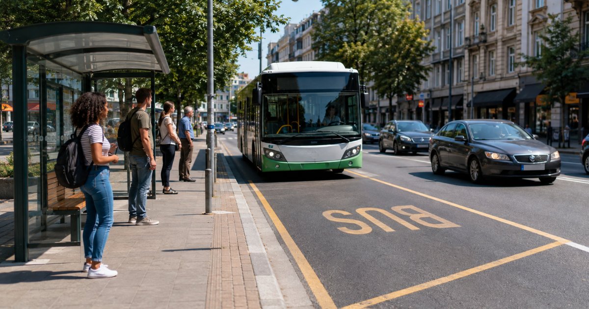 A buszmegálló szabályai — megállás, elsőbbség és elhaladás a megálló mellett: teljes útmutató a 2026-os KRESZ vizsgához