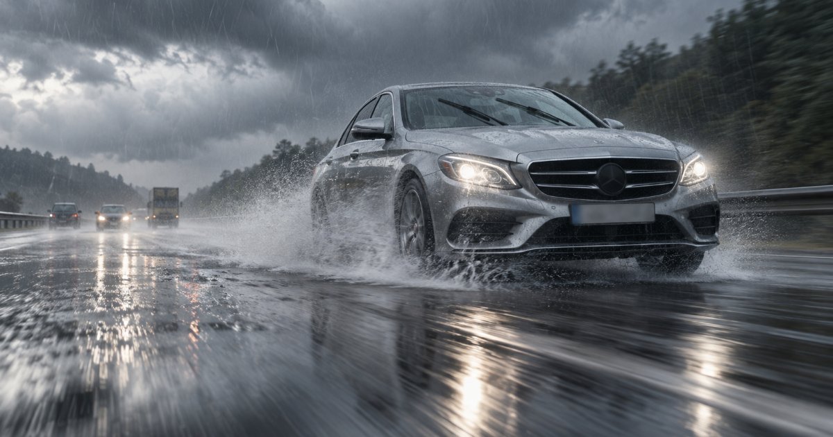 Aquaplaning (vízen csúszás): mi az, hogyan előzd meg és hogyan reagálj — KRESZ vizsga 2026